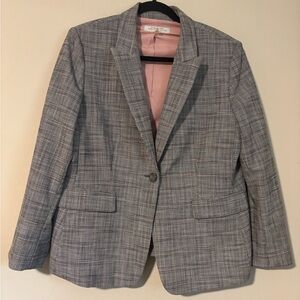 TAHARI - Gray Plaid Blazer with Pink Lining - pants in separate listing - 16P